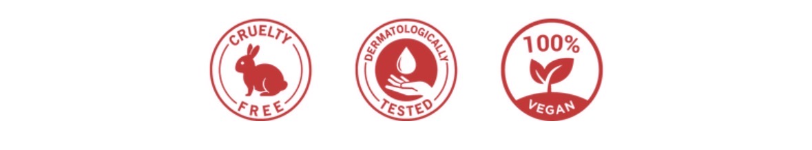Cruelty Free, Dermatologicamente Testado, 100% Vegano