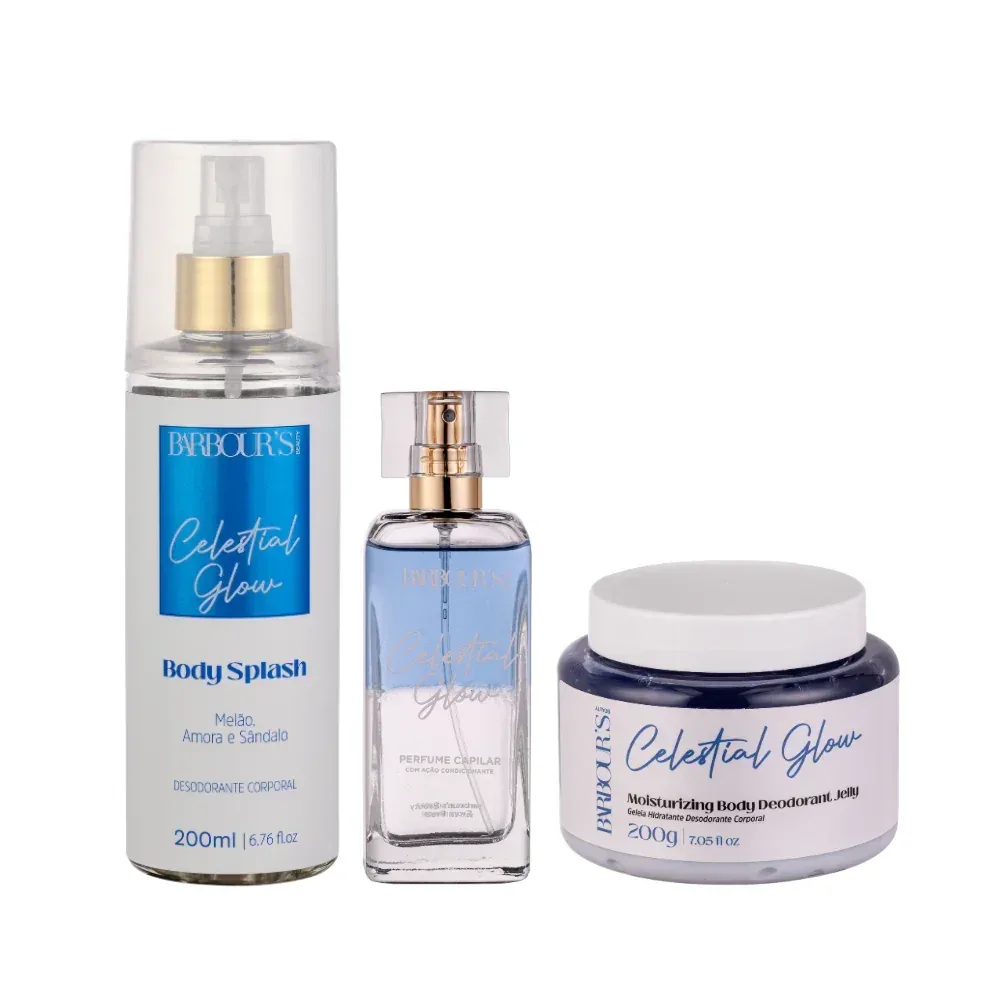 Kit Celestial Glow - Geleia Hidratante, Body Splash e Perfume