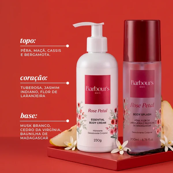 Kit Body Splash + Essential Body Cream Rose Petal + Necessaire 2